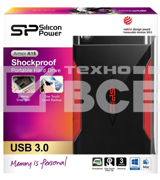 Внешний жесткий диск Silicon Power USB 3.0 1Tb SP010TBPHDA15S3L Armor 2.5