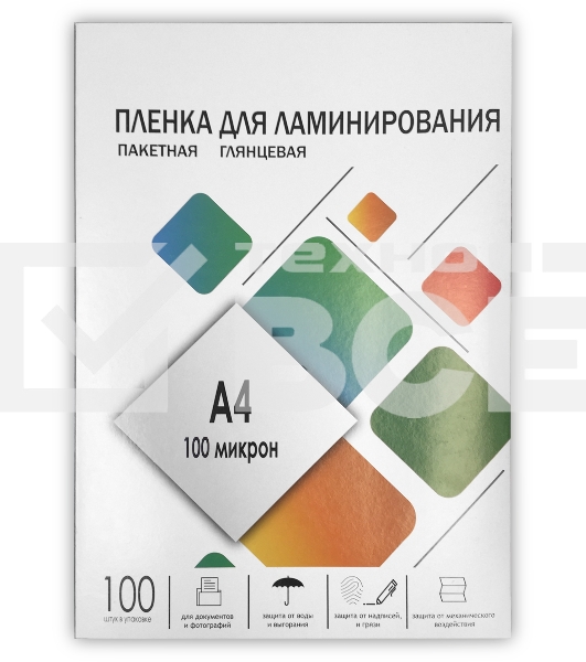 Пленка для ламинирования 216х303 (100 мик) 100 шт. Гелеос (LPA4-100)