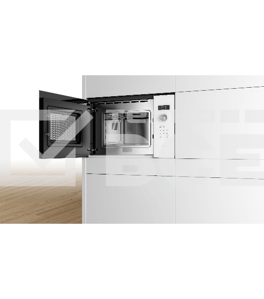 Микроволновая печь встраиваемая Bosch BFL524MW0 белый, 20 л, 800 Вт, переключатели - поворотный механизм/сенсор
