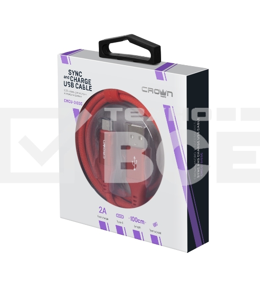 Кабель Crown USB - USB Type-C CMCU-3103C red