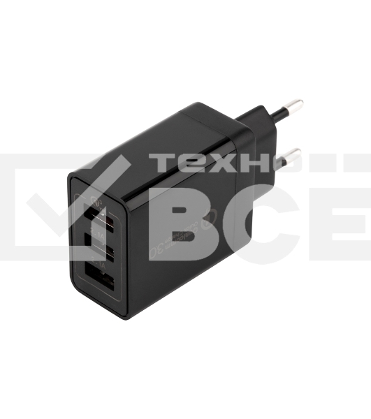 Сетевое зарядное устройство-переходник Rexant 3xUSB адаптер, 30W черное