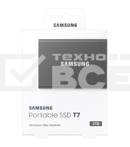 Внешний SSD Samsung T7, 2TB, USB 3.2 Gen 2 Type-C, R/W 1050/1000, титан