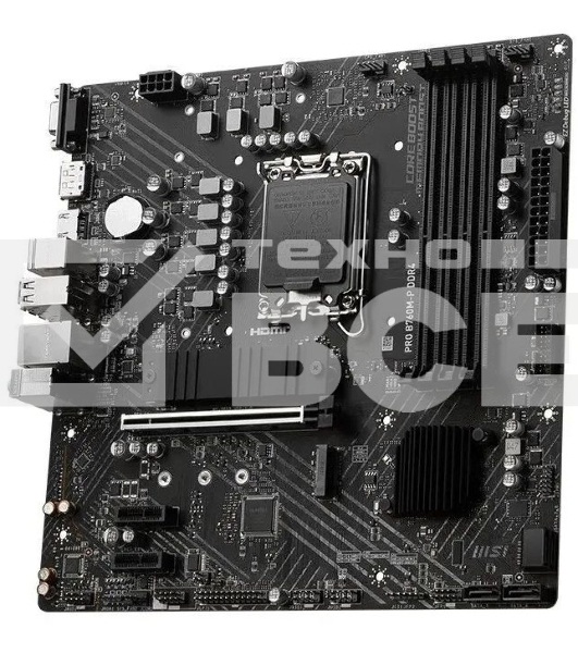 Материнская плата MSI PRO B760M-P DDR4, LGA 1700, Intel B760, 4xDDR4, 4xSATA, 2xM.2, 1xPCIe 4.0 x16, 2xPCIe 3.0 x1, 1xHDMI, 1xDP, 1xVGA, 1x1Gb LAN, 4xUSB-A 2.0, 1xUSB-A 3.2 Gen 1, 1xUSB-C 3.2 Gen 2, 3x3.5 мм, 7.1, mATX