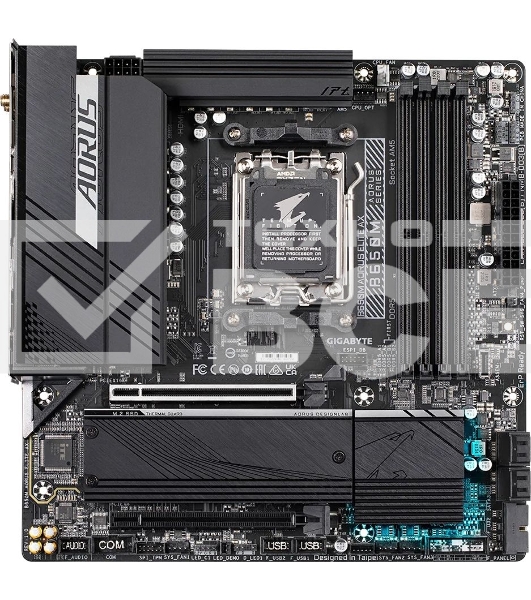 Материнская плата Gigabyte B650M AORUS ELITE AX, AM5, AMD B650, 4xDDR5, 4xSATA, 2xM.2, 1xPCI-E 5.0 x4, 1xPCI-E 4.0 x16, 1xHDMI, 1xDP, 1x 2.5Gb LAN, 4xUSB-A 2.0, 5xUSB-A 3.2 Gen 1, 2xUSB-A 3.2 Gen 2, 1xUSB-C 3.2 Gen 2, 2x3.5 мм, 7.1, Micro-ATX