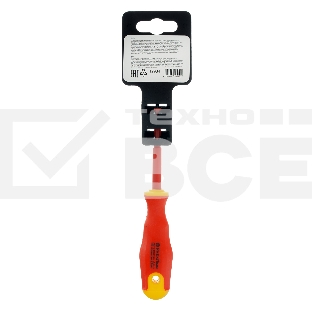 Отвертка диэлектрическая Сибртех PH0 х 75 мм, до 1000 В, двухкомпонентная рукоятка