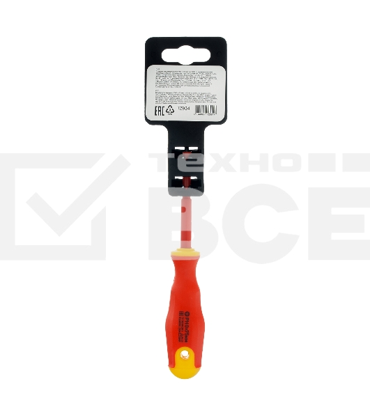 Отвертка диэлектрическая Сибртех PH0 х 75 мм, до 1000 В, двухкомпонентная рукоятка