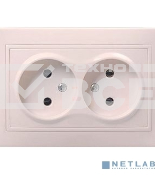 Розетка 2-м СП Кварта 10А IP20 без заземл. крем. ИЭК ERK23-K33-10-DM