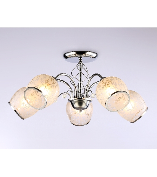 Светильник Ambrella light TR3188/5 CH/CL/FR хром/прозрачный/белый матовый E27/5 max 40W D600*285