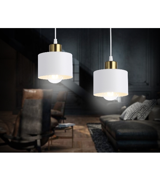 Светильник Ambrella light TR8112 WH/BS белый/латунь E27 max 40W D120*940