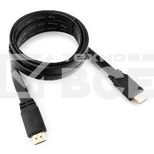 Кабель Cablexpert HDMI CC-HDMI4F-6, 19M/19M, v2.0, медь, позол.разъемы, экран, плоский кабель, 1.8м, черный, пакет