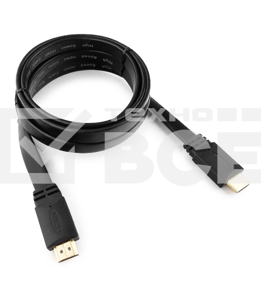 Кабель Cablexpert HDMI CC-HDMI4F-6, 19M/19M, v2.0, медь, позол.разъемы, экран, плоский кабель, 1.8м, черный, пакет