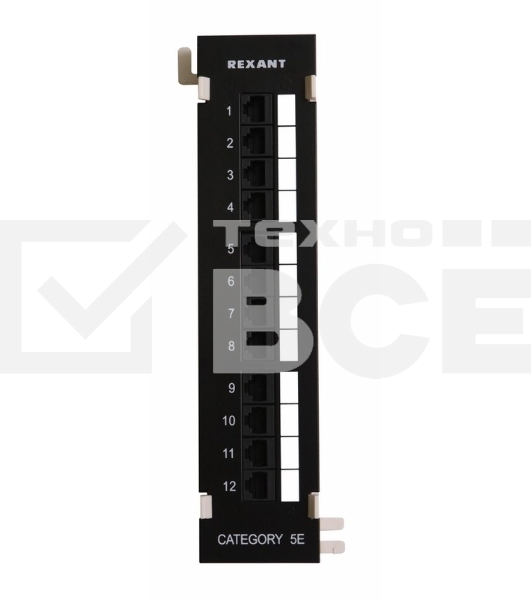 Rexant Патч-панель настенная, 12 портов RJ-45, категория 5е, UTP неэкранированная, черная