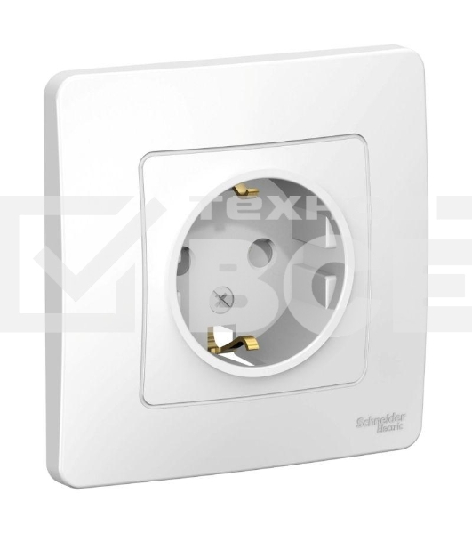 Розетка СП BLANCA 16А 250В без шторок с заземл. бел. SchE BLNRS001011