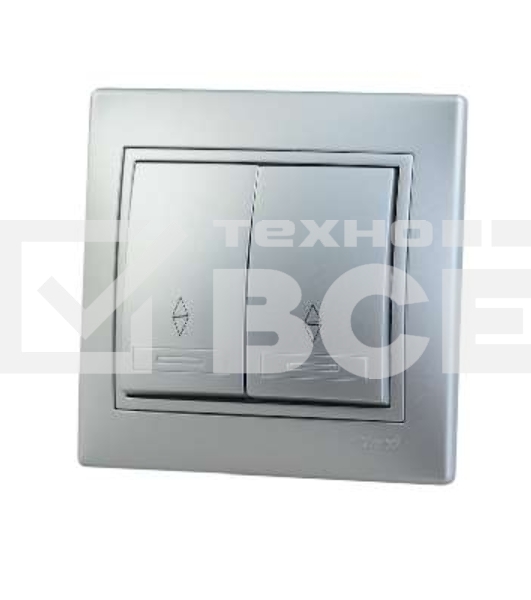 Выключатель проходной 2-кл. СП Мира 10А IP20 метал. сер. LEZARD 701-1010-106