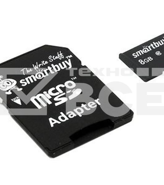 Флеш карта microSD 8Gb, Smartbuy microSDHC Class 10 (SD адаптер)