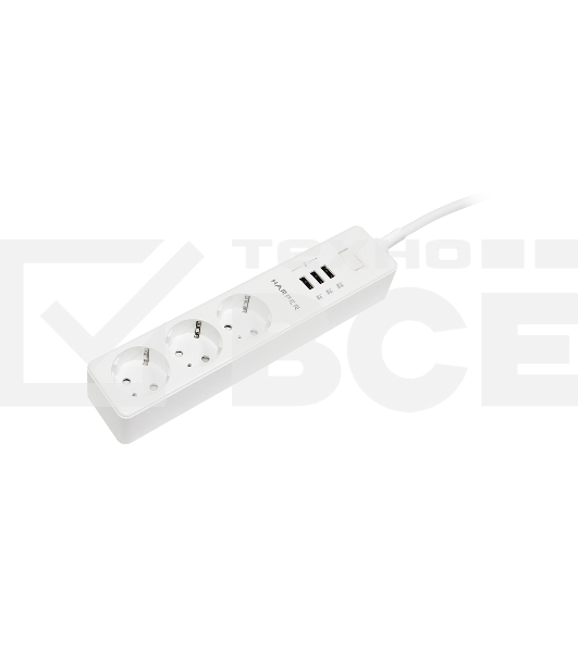 Удлинитель с USB зарядкой Harper UCH-315 белый