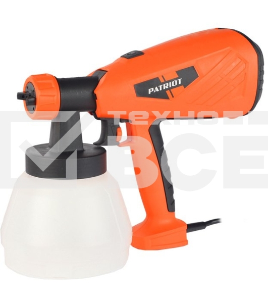 Краскопульт электрический PATRIOT SG500 HVLP 500 Вт., 100 DIN/сек, Расход 900 мл/мин., Резервуар: 1300 мл