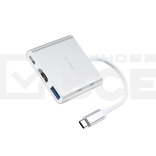 Переходник хаб HOCO HB14 Easy use Type-C adapter (Type-C to USB3.0+HDMI+PD), серебро