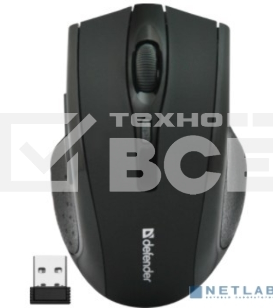 Мышь беспроводная Defender Accura MM-665 черный, 1600 dpi, радиоканал, USB, кнопки - 6