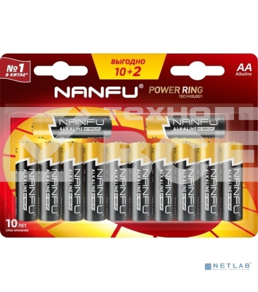 Батарейка щелочная AA Nanfu (10+2шт.)