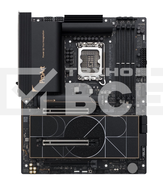 Материнская плата ASUS ProArt Z890-CREATOR WIFI, LGA 1851, Intel Z890, 4xDDR5, 4xSATA, 5xM.2, 2xPCIe 5.0 x16, 1xPCIe 4.0 x16, 1xHDMI, 1xDP, 1x 10Gb LAN, 1x 2.5Gb LAN, 2xUSB-C 10Gbps, 6xUSB-A 10Gbps, 1xUSB-A 2.0, 7.1, ATX