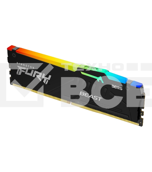 Оперативная память Kingston Fury Beast, DDR5, 32GB (1x32GB), 5600MHz, CL40, с радиатором, RGB, черный