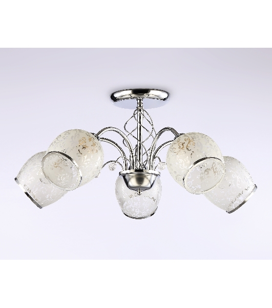 Светильник Ambrella light TR3188/5 CH/CL/FR хром/прозрачный/белый матовый E27/5 max 40W D600*285