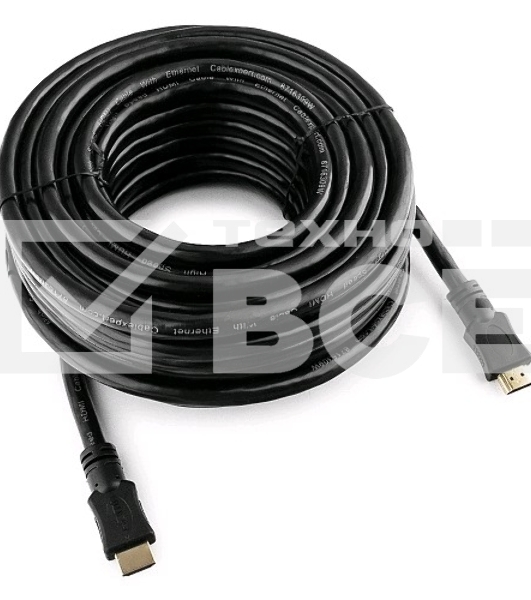 Кабель Cablexpert HDMI CC-HDMI4-15M, 19M/19M, v2.0, медь, позол.разъемы, экран, 15м, черный, пакет