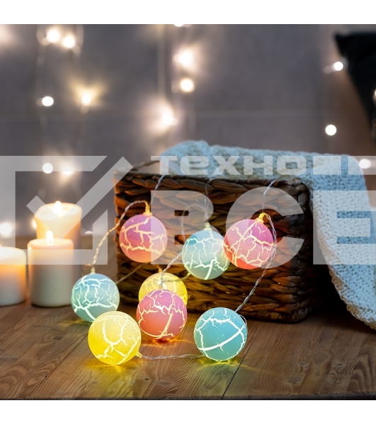 Гирлянда светодиодная «Карамельки» 1.5 м, прозрачный ПВХ, 10 LED, теплый белый, питание 2 х АА (батарейки не в комплекте)