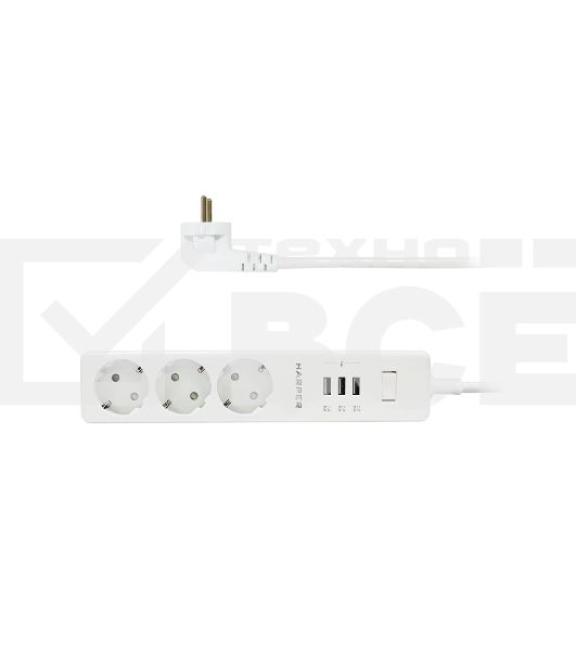 Удлинитель с USB зарядкой Harper UCH-315 белый