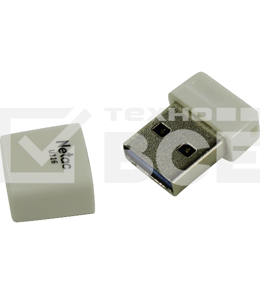 Флеш диск Netac U116 16Gb <NT03U116N-016G-30WH>, USB3.0, миниатюрная пластиковая белая