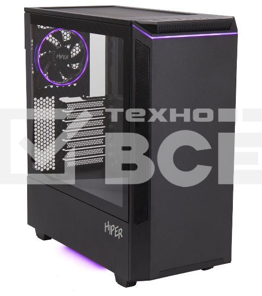 Компьютерный корпус Hiper PB81 черный без БП ATX 3x120мм 2xUSB2.0 2xUSB3.0 audio bott PSU