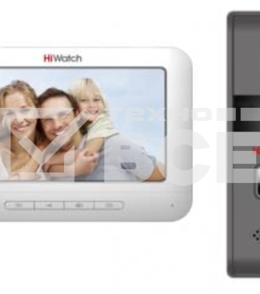 Комплект аналогового видеодомофона HiWatch DS-D100K Антивандальная вызывная панель с камерой разрешением 720 х 576 и ИК-подсветкой до 2м + 7