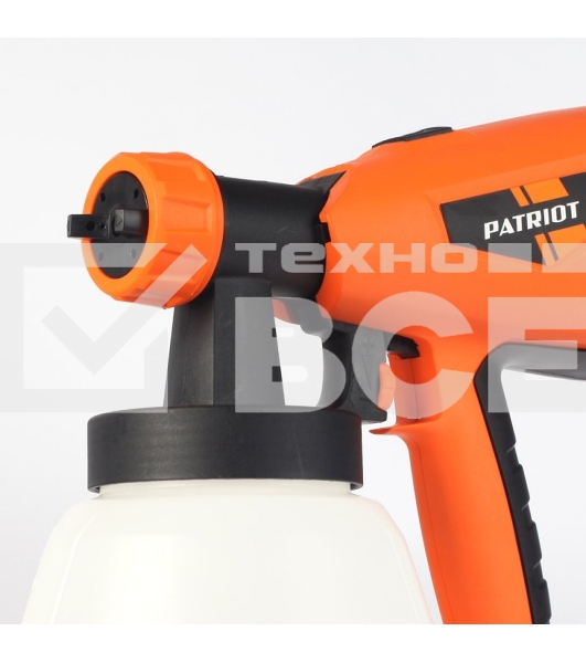 Краскопульт электрический PATRIOT SG500 HVLP 500 Вт., 100 DIN/сек, Расход 900 мл/мин., Резервуар: 1300 мл