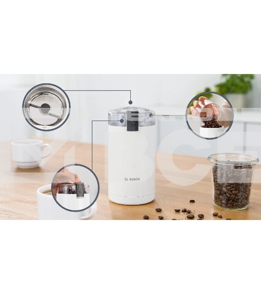 Кофемолка Bosch TSM6A011W 180Вт сист.помол.:ротац.нож вместим.:75гр белый