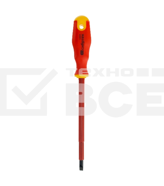 Отвертка диэлектрическая Сибртех SL6,5 х 150 мм, до 1000 В, двухкомпонентная рукоятка