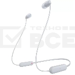 Гарнитура вкладыши Sony WI-C100 белый беспроводные bluetooth шейный обод, фото 1