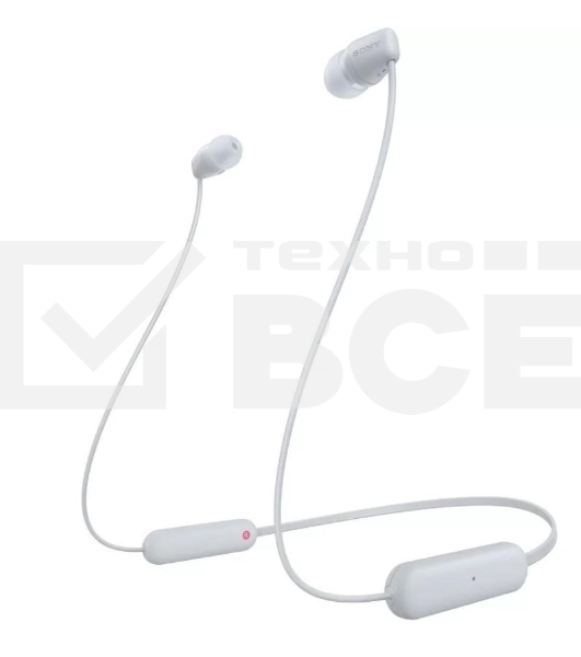 Гарнитура вкладыши Sony WI-C100 белый беспроводные bluetooth шейный обод