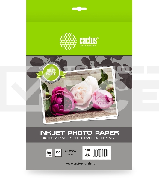 Фотобумага Cactus CS-GA4150100ED A4/150г/м2/100л./белый глянцевое для струйной печати