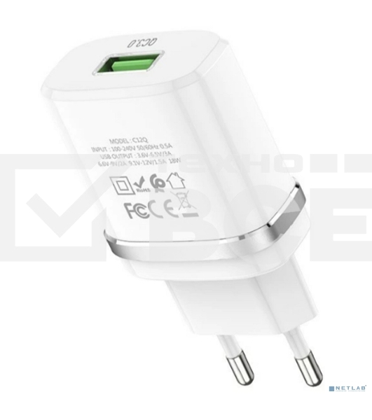 Сетевое ЗУ QC 3.0 HOCO HC-16262 C12Q 1 USB Выход: 5V_9V_12V, 18W белый