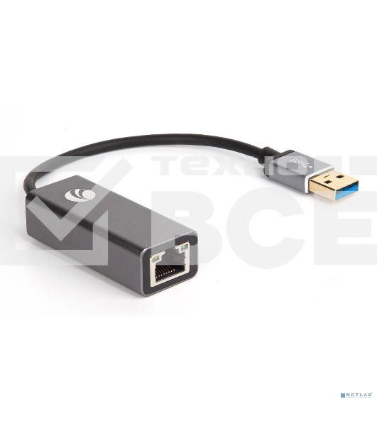 Кабель-переходник USB 3.0 (Am) --> LAN RJ-45 Ethernet 1000 Mbps, Aluminum Shell, VCOM <DU312M>