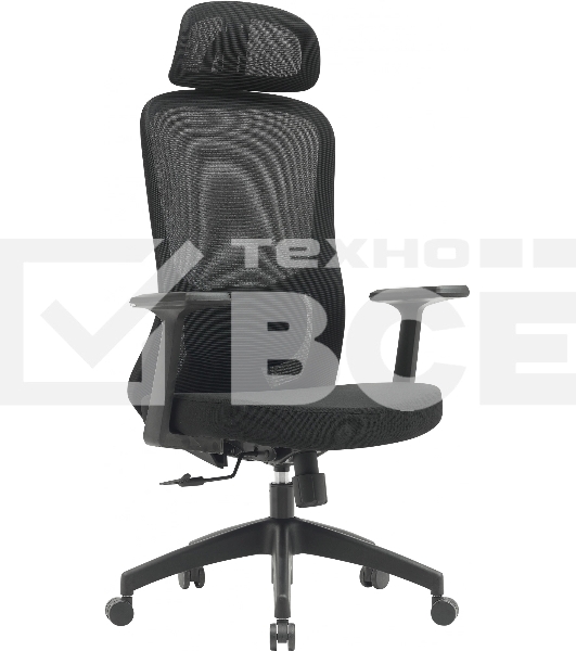 Кресло компьютерное Cactus CS-MC515-BK черный, сиденье черный, сетка/ткань, с подголов. крестов. пластик, пластик черный