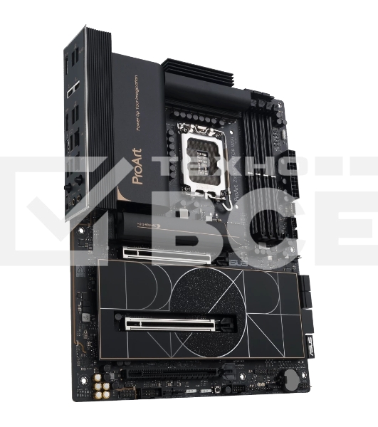 Материнская плата ASUS ProArt Z890-CREATOR WIFI, LGA 1851, Intel Z890, 4xDDR5, 4xSATA, 5xM.2, 2xPCIe 5.0 x16, 1xPCIe 4.0 x16, 1xHDMI, 1xDP, 1x 10Gb LAN, 1x 2.5Gb LAN, 2xUSB-C 10Gbps, 6xUSB-A 10Gbps, 1xUSB-A 2.0, 7.1, ATX
