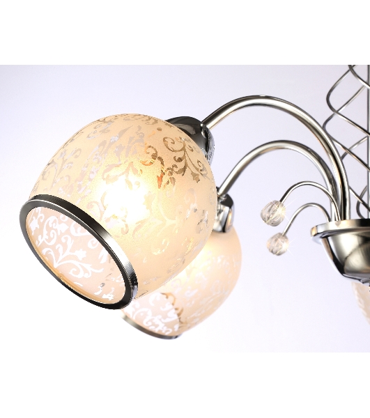 Светильник Ambrella light TR3188/5 CH/CL/FR хром/прозрачный/белый матовый E27/5 max 40W D600*285
