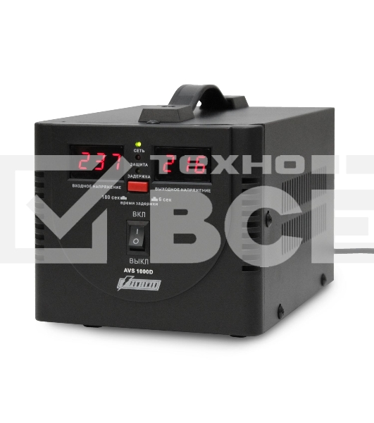Стабилизатор напряжения Powerman AVS 1500D Black (220В±8% 1500ВА,12А,КПД 98%,циф. индикация вх./вых.)
