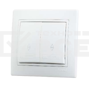 Выключатель LEZARD 701-0202-106серия скр.проводки Мира проходной двойной белый