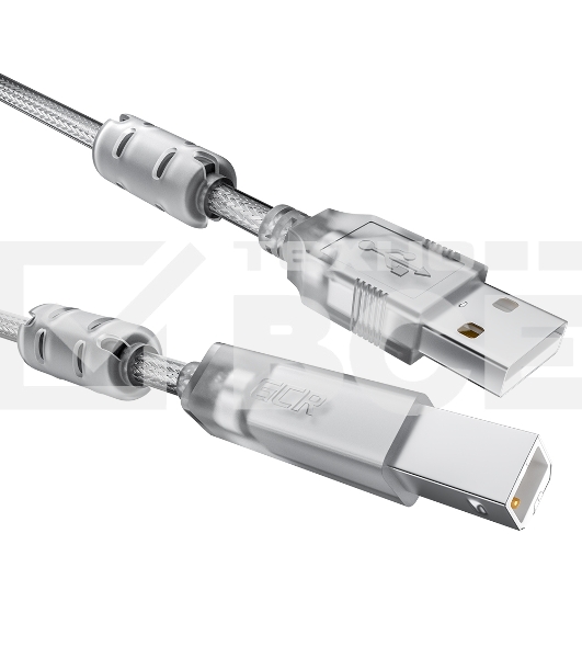 Кабель GCR PROF 0.75m USB 2.0, AM/BM, прозрачный, ферритовые кольца, 28/24 AWG, экран, армированный, морозостойкий, GCR-52421 GCR Кабель PROF 0.75m USB 2.0, AM/BM, прозрачный, ферритовые кольца, 28/24 AWG, экран, армированный, морозостойкий, GCR-52421