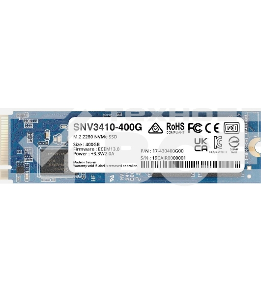 Накопитель Synology SSD SNV3000 Series PCIe 3.0 x4 ,M.2 2280, 400GB, R3000/W750 Mb/s, IOPS 225K/45K, MTBF 1,8M repl SNV3400-400G'
