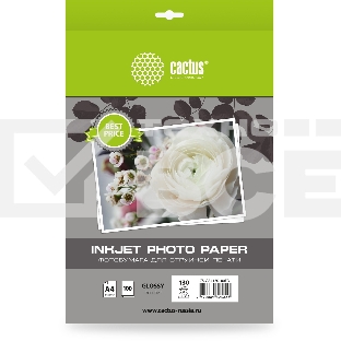 Фотобумага Cactus CS-GA4130100ED A4/130г/м2/100л./белый глянцевое для струйной печати