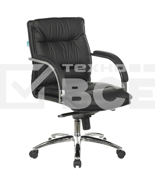 Кресло руководителя Бюрократ T-9927SL-LOW/BLACK черный, кожа, низкая спинка, крестовина хром